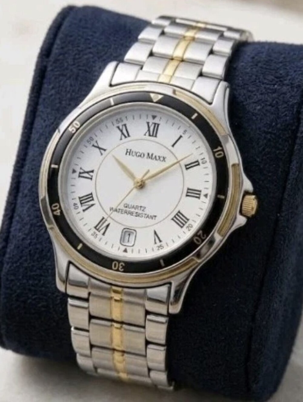 Hugo Maxx 39007 Men’s 18K Gold Plated Watch ~ New Battery.